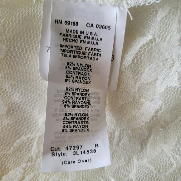 Karen Kane Floral Lace Sheer Long Sleeve Top Size XL Cream Boho Holiday Parisian - Picture 7 of 9